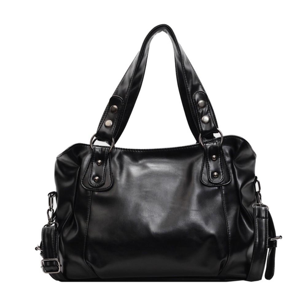 Casual Large Capacity Shoulder Bag Soft Solid Color Crossbody Bag Multifunctional PU Leather Handbag Women