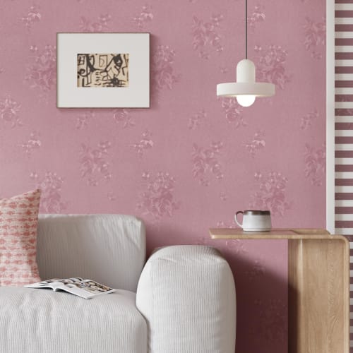 CRE8TIVE Floral Wallpaper Stickers, Pink, Self-Adhesive Wallpaper, 30x900cm, Embossed PVC, Cutting Sheet, for Applying Over Fusuma Doors, Self-Adhesiv