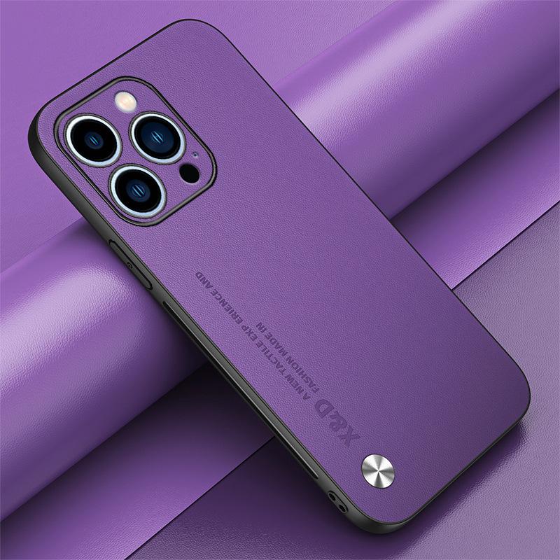 Applicable to iphone16 Kunlun plain leather mobile phone case Apple 15ProMax leather skin feel anti-drop 14 protective case XS