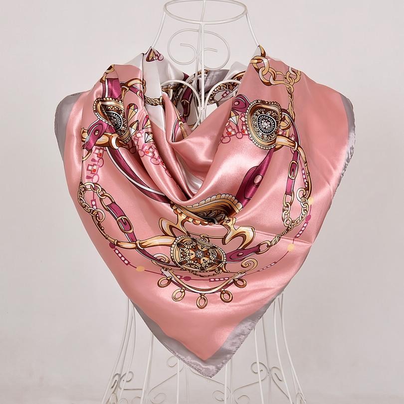 [BYSIFA]  New Brand Luxury Silk Scarf Shawl Women Fashion Black Khaki Large Square Scarves Elegant Muslim Head Scarf Foulard