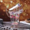 Ins Creative Cute Girl High Foot Double Cup Flowing Color Disc Star Water Cup High Value Cup Handmade
