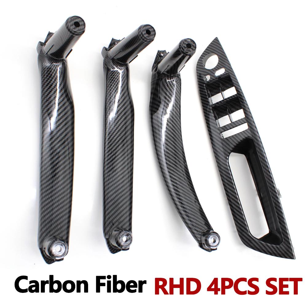 4PCS Set Car Front Driver Door Handle Armrest Cover Interior Door Pull Handle Panel Trim Cover For BMW X5 X6 E70 E71 2007-2013