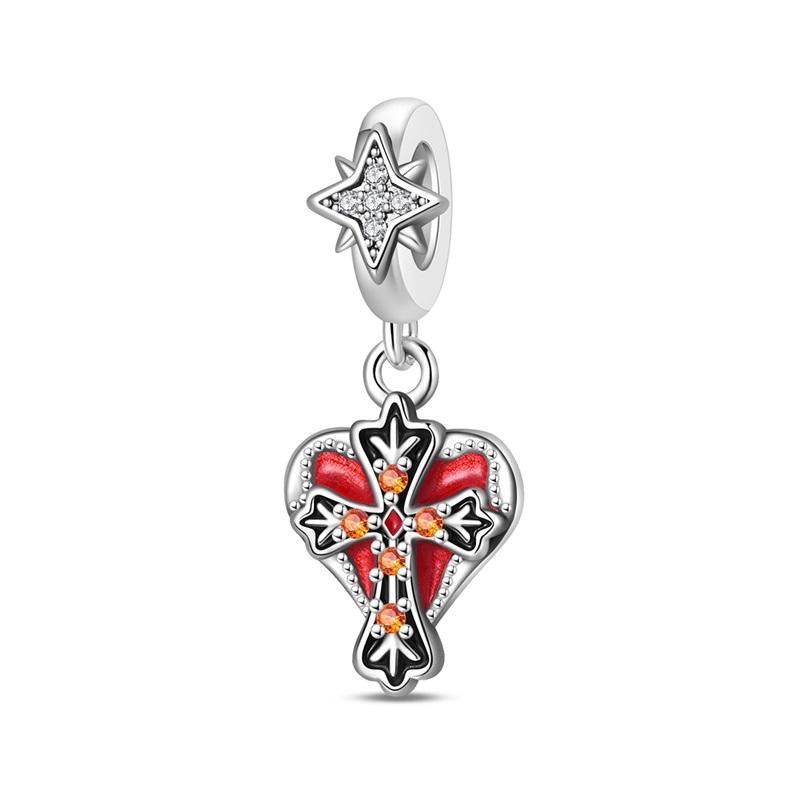 925 Silver Christian Charms Holy Bible Cross Virgin Mary Beaded Bracelet Jewelry Faith Slogan Gift for Religious Women