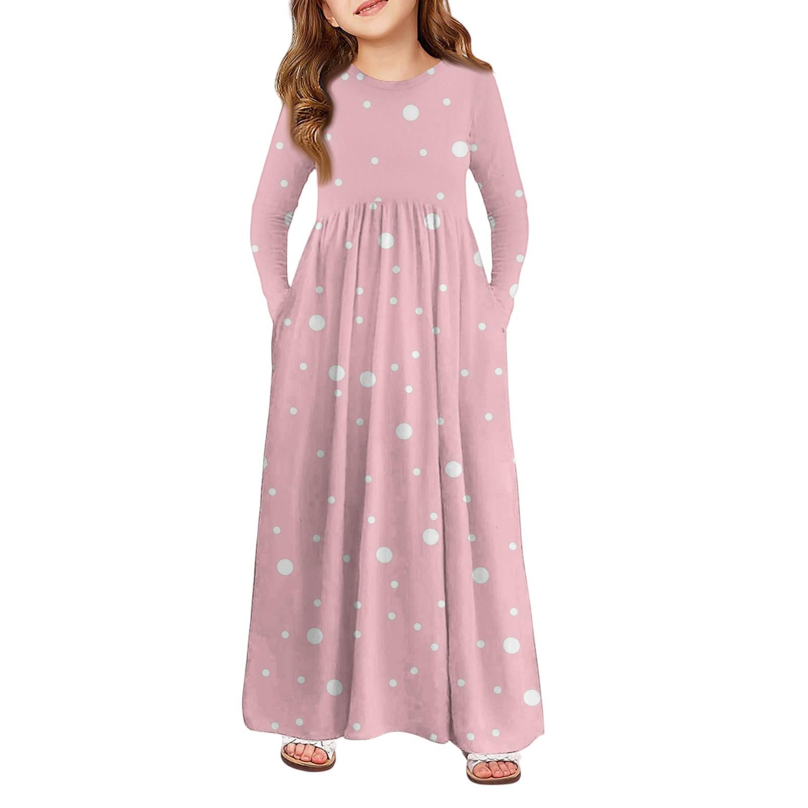 

Girls Maxi Dress - Long Sleeve Pocket Dress 160 рожевий