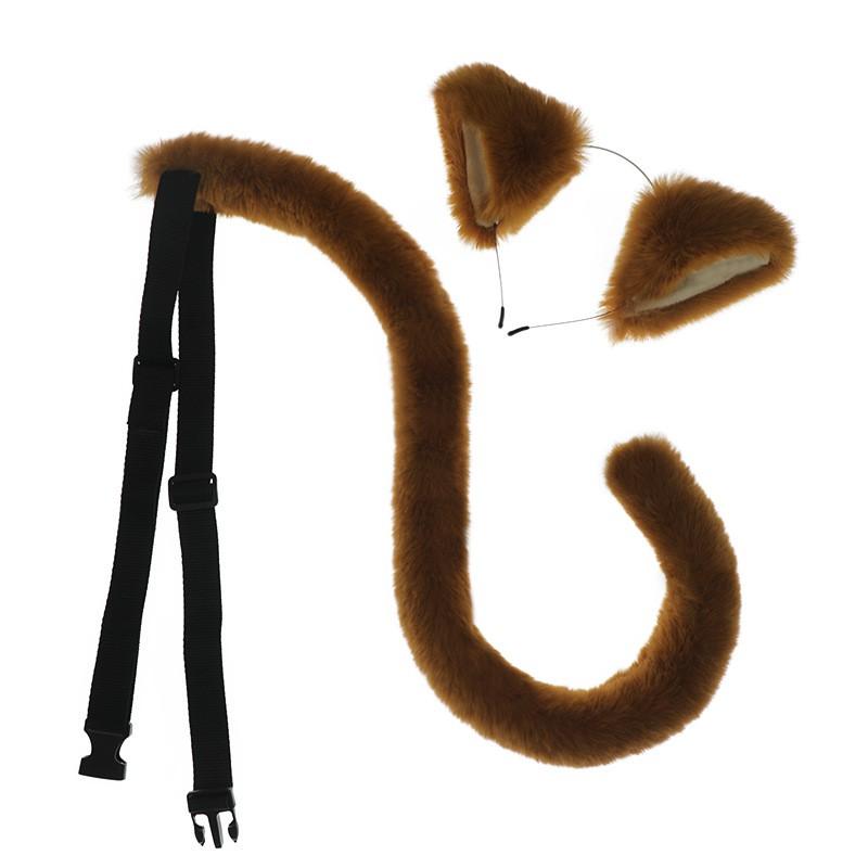 Anime Cat Ear Headband Tail Set Cosplay Party Plush Feline Accessory Adult Fans