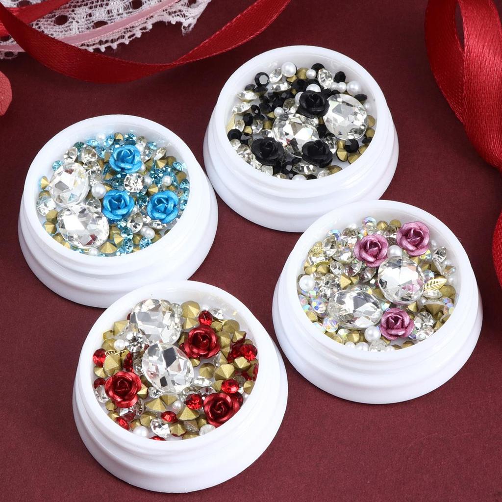 Valentinstag Sprudelwasser Diamant Scharfer Boden Diamant Rote Rose Metall Aluminium Blume Nagelzubehör DIY Anhänger Nageldekoration