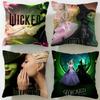 Popular Movie Wicked Part One Cushion Cover Soft  EasyWash Pillow Case  Versatile for Couch Bed Travel and Office