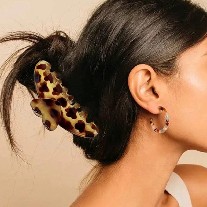 1pc Fashion New Leopard Grab Clip Hair Volume Flowers Back of Head Hair Claw Hair Clips Headwear Valentine's Day
