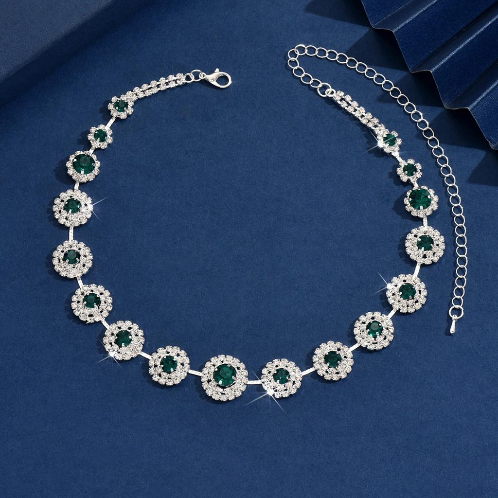 Bridal Tiara Crown Three-Piece Luxury Atmospheric Wedding Jewelry Set Premium Necklace Earrings Crown