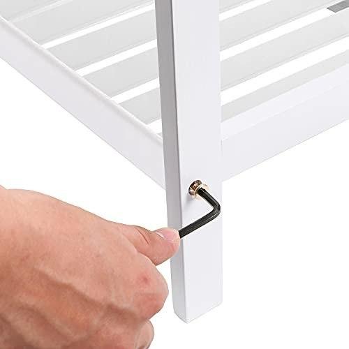 Natural Bamboo 2-Tier Shoe Rack, Shoe Shelf Plants Books, for Living Room Bedroom Bathroom, 70 X 26 X 33 Cm, White