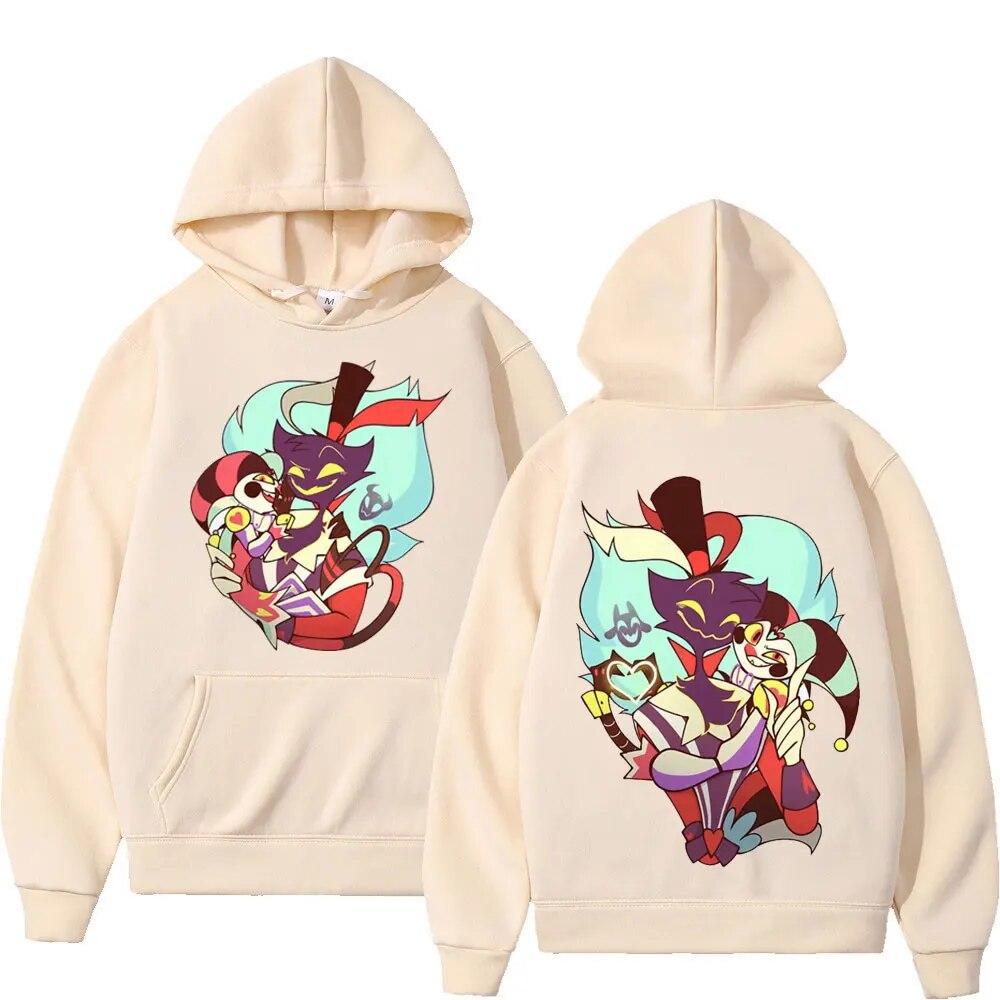 Sudadera Unisex de Helluva Boss Asmodeus Fizzarolli Doble Cara Personaje de Dibujo Animado Demonio Sudadera con Capucha Ropa Urbana de Anime Camisetas de Algodón Oversize