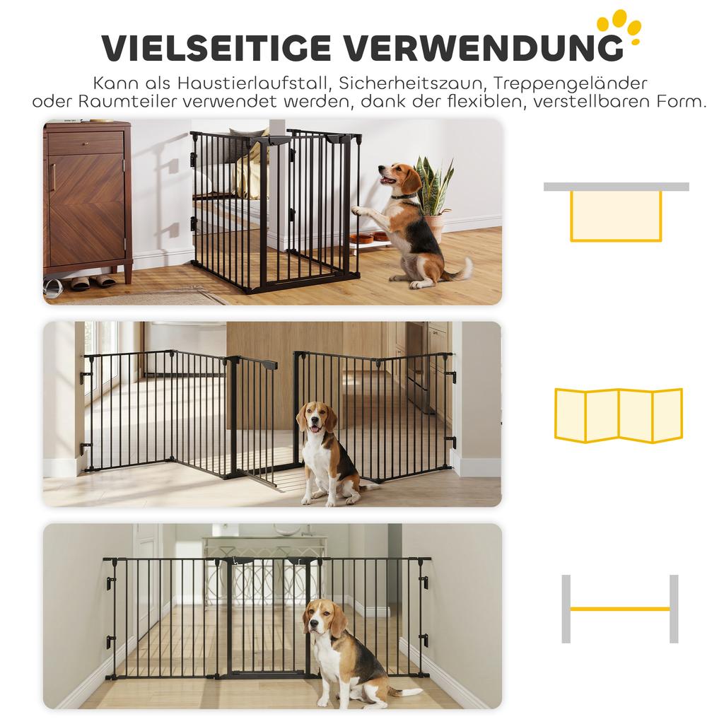 5 Panels Pet Playpen Metal Fence W/ Walk Through Door - Black