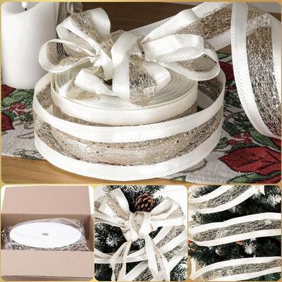 DIY Craft Christmas Mesh Ribbon Linen Bow Making Floral Arrangement Ribbon Flexible Handmade Christmas Wrapping Ribbon