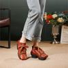 Johnature Women's Shoes Genuine Leather Square Toe Soft Cowhide Lace-up Versatile Mid Heel Pumps