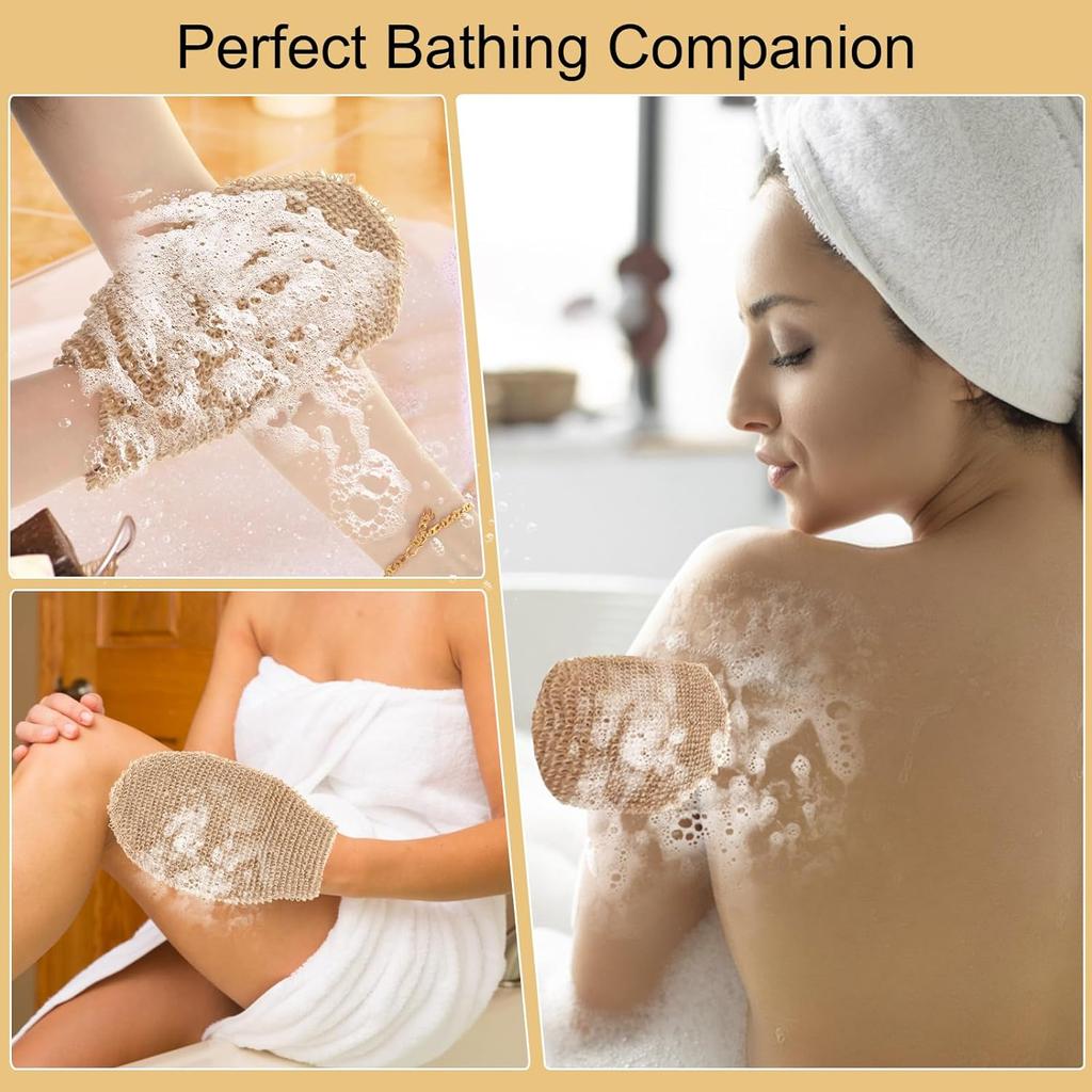 100% Natural Exfoliating Hemp Back Scrubber  Bath & Shower Body Brush Scrubber with Handle
