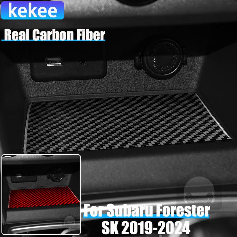 Real Carbon Fiber Car Accessories Gear Storage Trim Cover Soft Sticker For Subaru Forester SK 2024