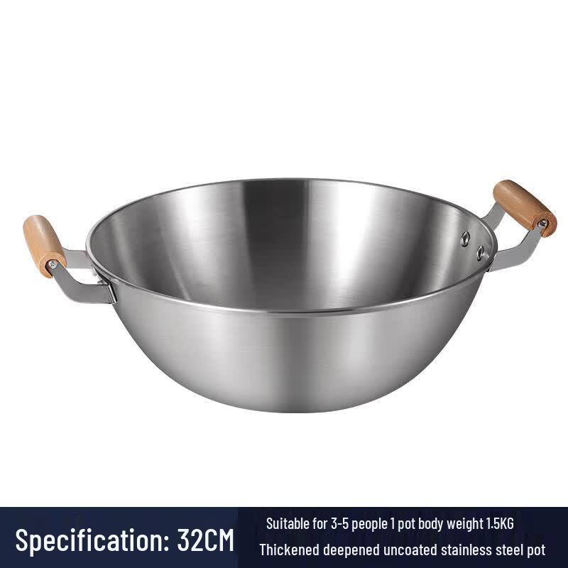 Zijin Heshi Stainless Steel Double Handle Wok