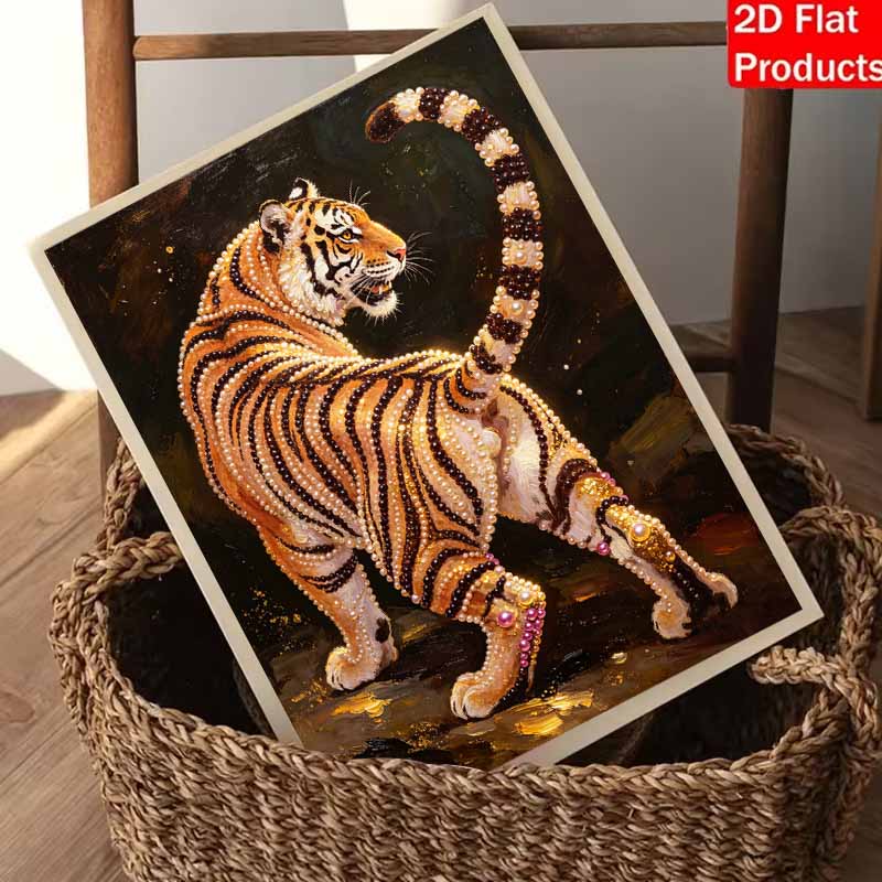 Tiger Pearl Painting DIY Handmade Pearl Painting Art Highend Gift Home Decoration
