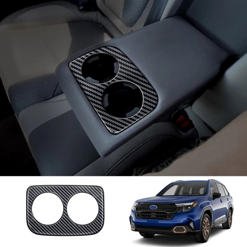 For Subaru Forester 2024 2025 2026 ABS Carbonfiber Interior Center Conlose Rear Row Seat Water Cup Holder Panle Cover Sticker