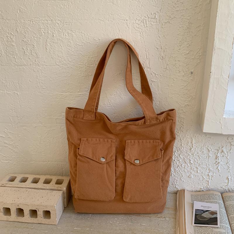Large Capacity Multi Pocket Shoulder Bags Women Fashi Canvas Handle Bag Casual Comfortable and Versatile Texture Storage Bag