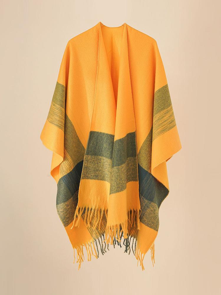 Imitation Cashmere Winter Layers Poncho For Women Men Tassel Scarf Warm Female Male Capa Para Mujer Pashmina Scarve Wrap Shawl