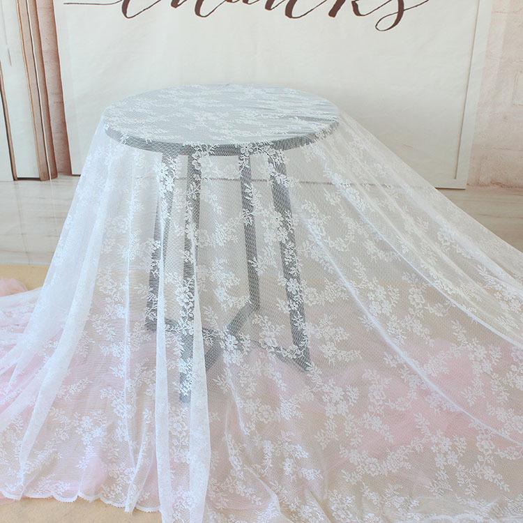 White Lace Wedding Tablecloth & Curtain Fabric - French Country Style Dessert Table Skirt & Photo Background Gauze.