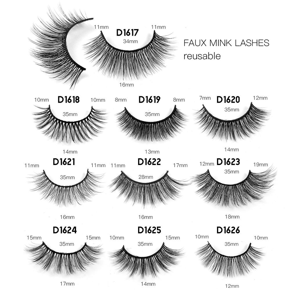 Blue Box 15mm Natural Style 3D Wispy Silk False Eyelashes Vegan Synthetic Hair Faux Mink Lashes