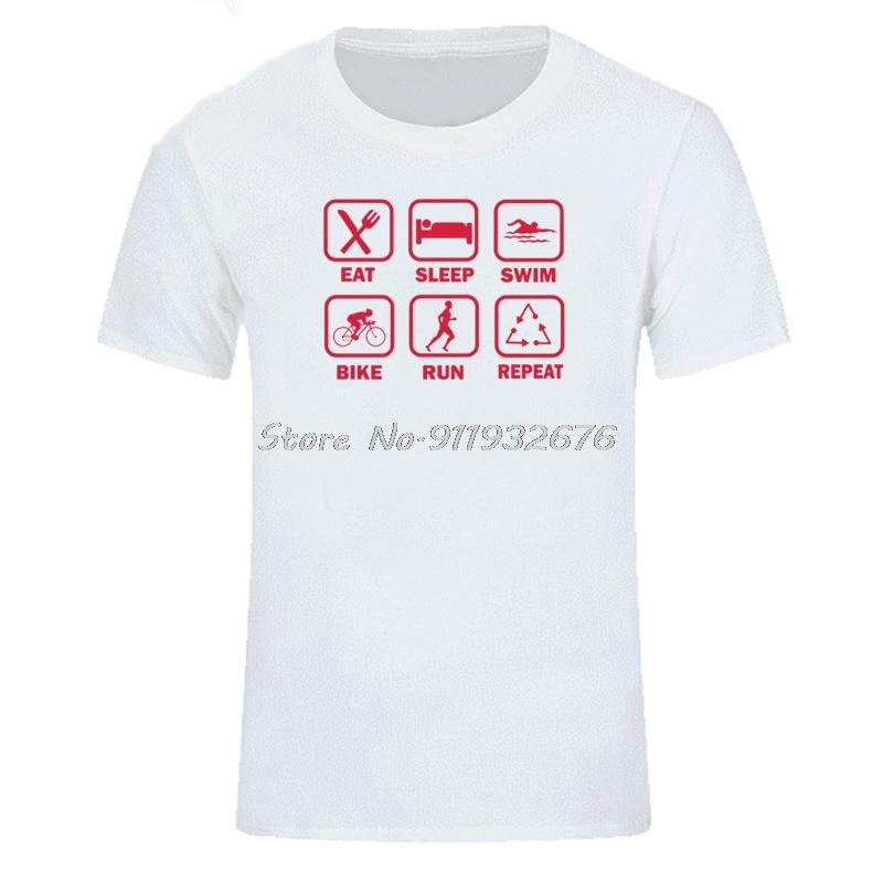 TShirt Unisexs Funny Eat Sleep Triathlon T Shirts Unisex Short Sleeve T Shirt Cotton Oneck Cool Tshirt Unisex Streetwear