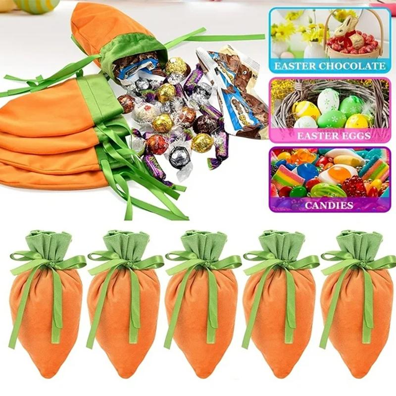 Easter Carrot Rabbit Bags Cute Bunny Gift Packing Velvet For Valentine Chocolate Candy Wedding Party Jewelry Organizer