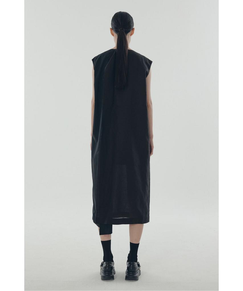 RECODE Split Square Sleeveless Dress_Rqdam25556Bkx