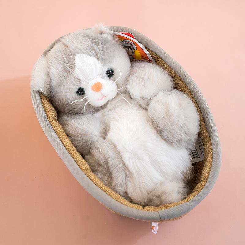 Creative Plush Toy Cute Hanging Basket Simulation Cat Doll Cute Home Ornament Rag Doll Children'S Companion Doll