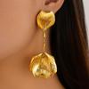 PuRui Gold Color Flower Long Drop Earrings For Women Elegant Zircon Girls Korean Style Dangle Earrings New In Party Accessories