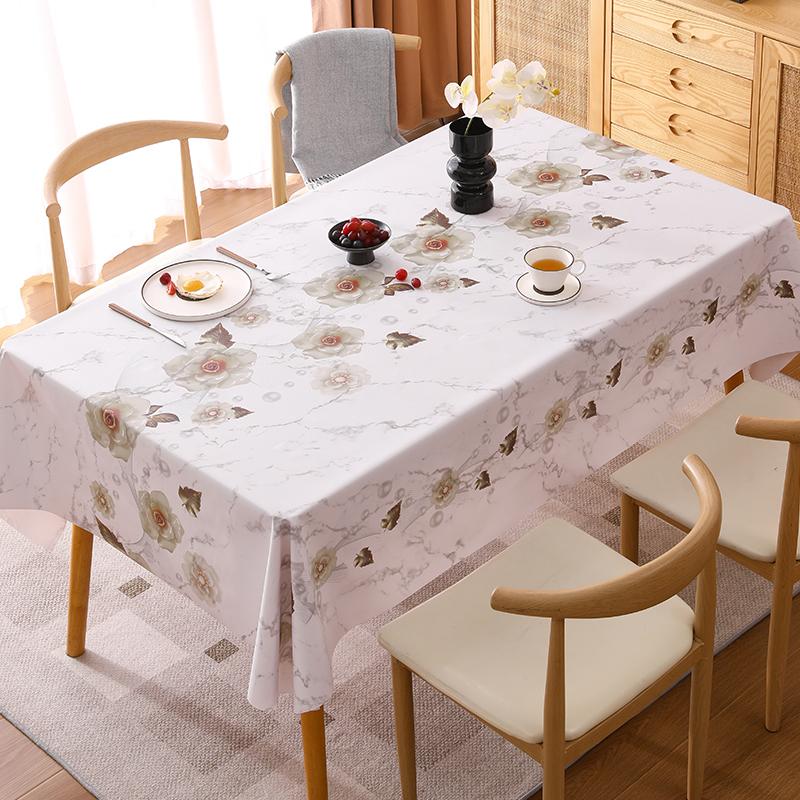 Waterproof Flower Table Cloth Soft Washable PVC Tablecloths Dining Tea High-end Towel Rectangular Desk Sheet Hotel Breakfast Mat