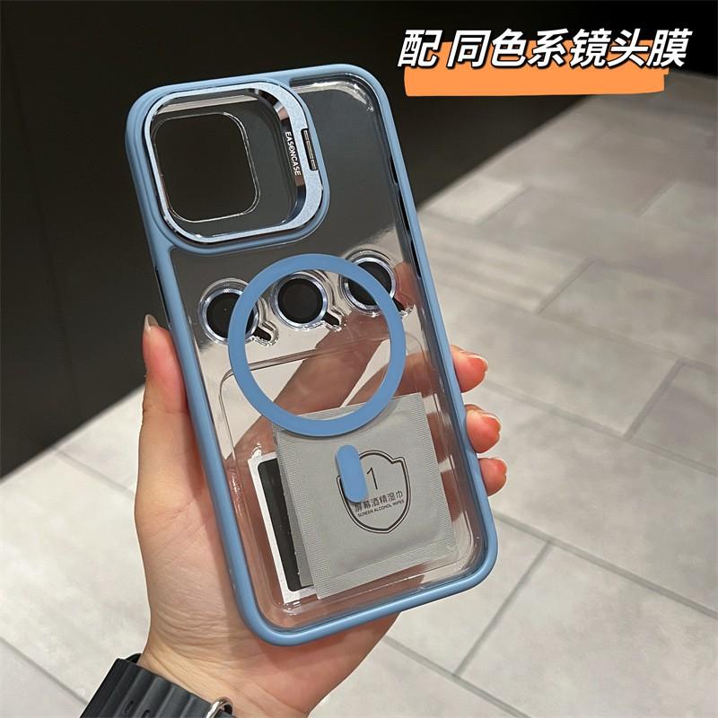 Slim PC Phone Case With Hidden Kickstand Lens Protector IPhone 12 To 16 Pro Max Magnetic Compatible