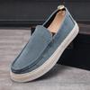 Menn Loafers Sko Sommersko Mann Ny Mote Canvas Fottøy Myk Flat Komfortabel Flokk Semsket Skinn Menn Casual Vulkanisert Sko