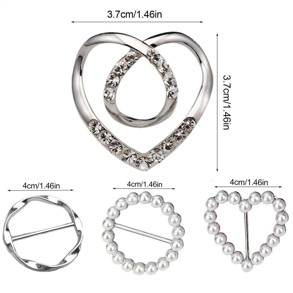 4pcs Scarf Ring Clips Metal Round Waist Buckle Clip T-Shirt Tie Pin Clip Fashion Women Clothes Hat Belt Decor Ring Wrap Holder