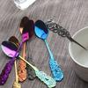 1 Pcs Colorful Stainless Steel Rose Spoon Flower Handle Coffee Tea Small Stirring Ice Cream Dessert Spoon Household Kitchen Tool