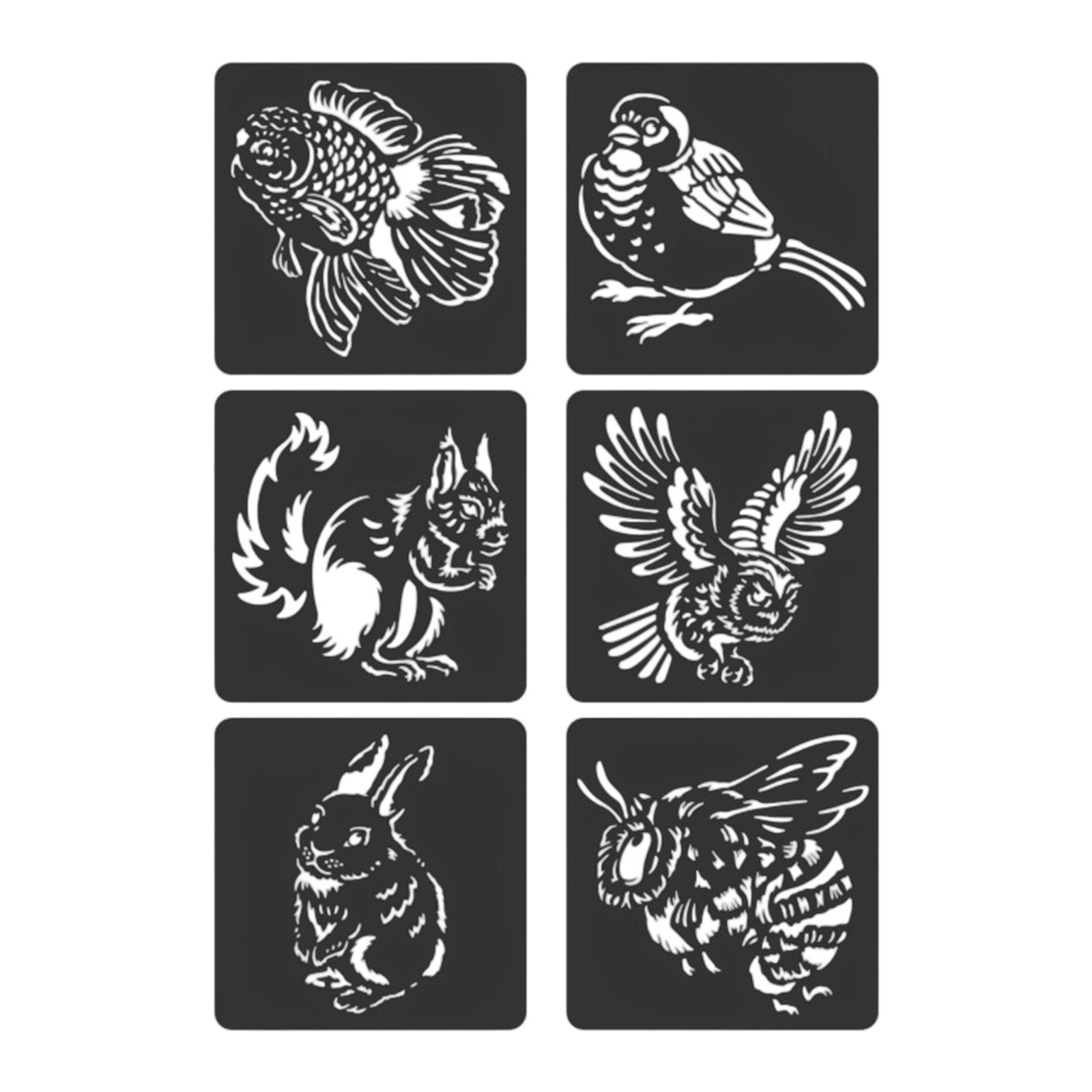 

6 шт. Трафареты на тему зоопарка, трафареты для рисования с вырезами, трафареты для журнала, трафарет для рукоделия для рисования на скрапбукинге B