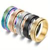 1Pc Fashion Fashion Stripe Rotatable Titanium Steel Ring Daily Wear | As A Gift