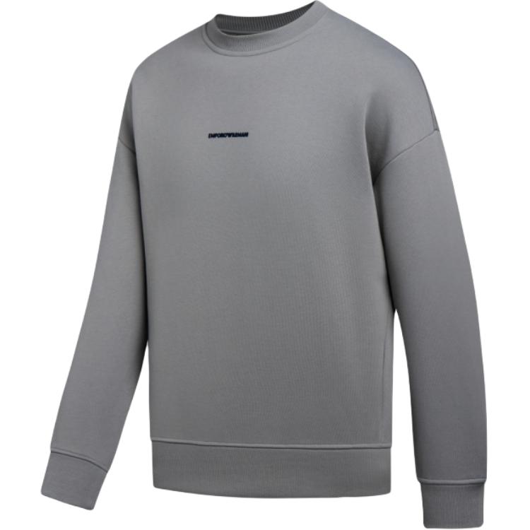 Emporio Armani FW24 Logo Letter Print Crew Neck Long Sleeve Sweatshirt Men Sweatshirt Gray 6D1M95-1JTAZ-06K3