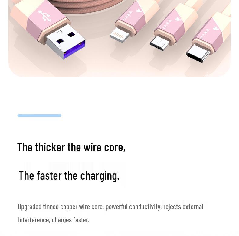 Fast Charging 3-in-1 Braided Cable for Apple Devices
