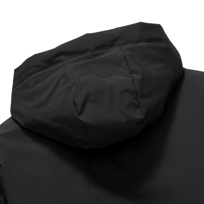 Peimeng Men's Casual Solid Color Zippered Winter Jacket with Detachable Hood