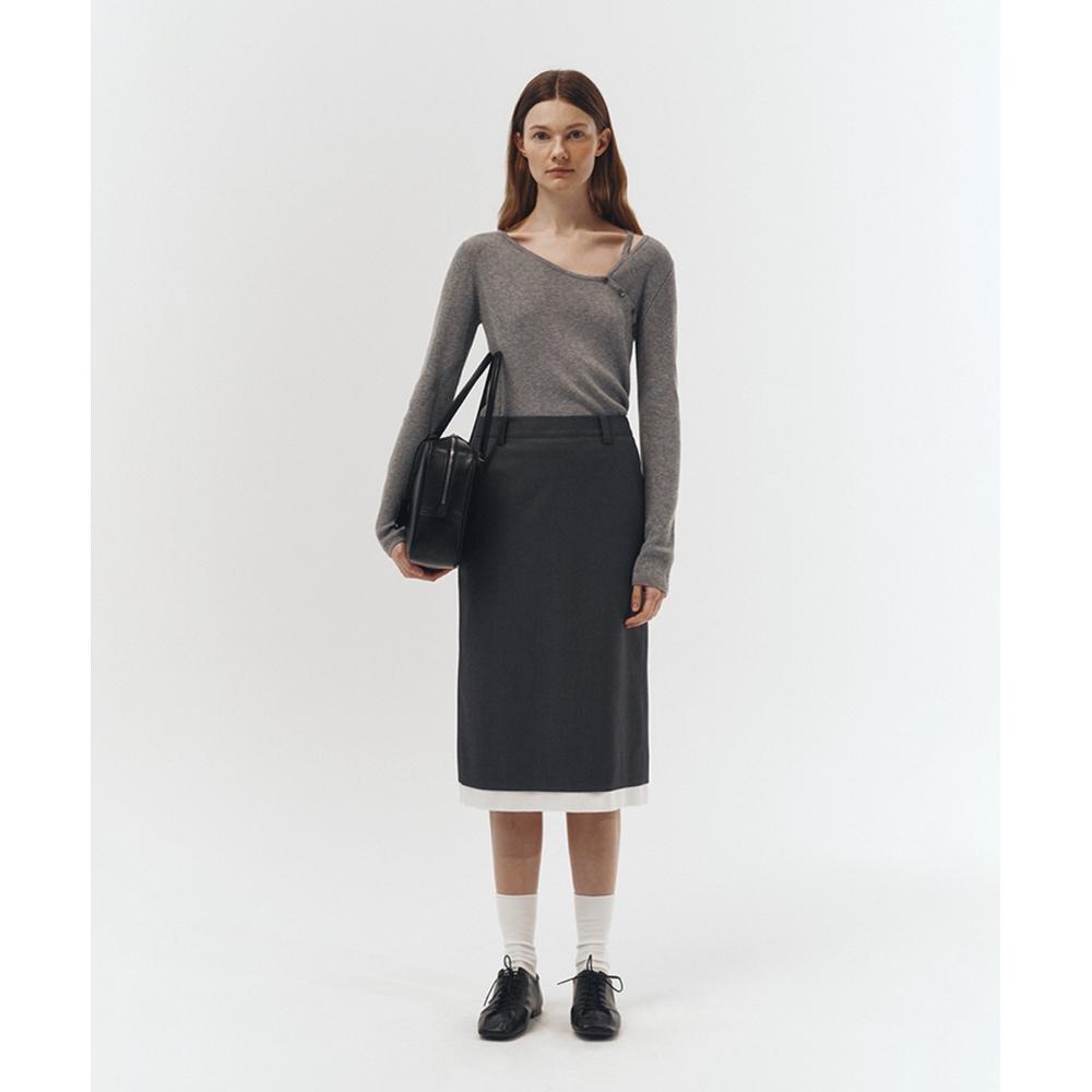 

DUNST FOR WOMEN LAYERED HLINE MIDI SKIRT CHARCOAL GREYUDSK3A205CG