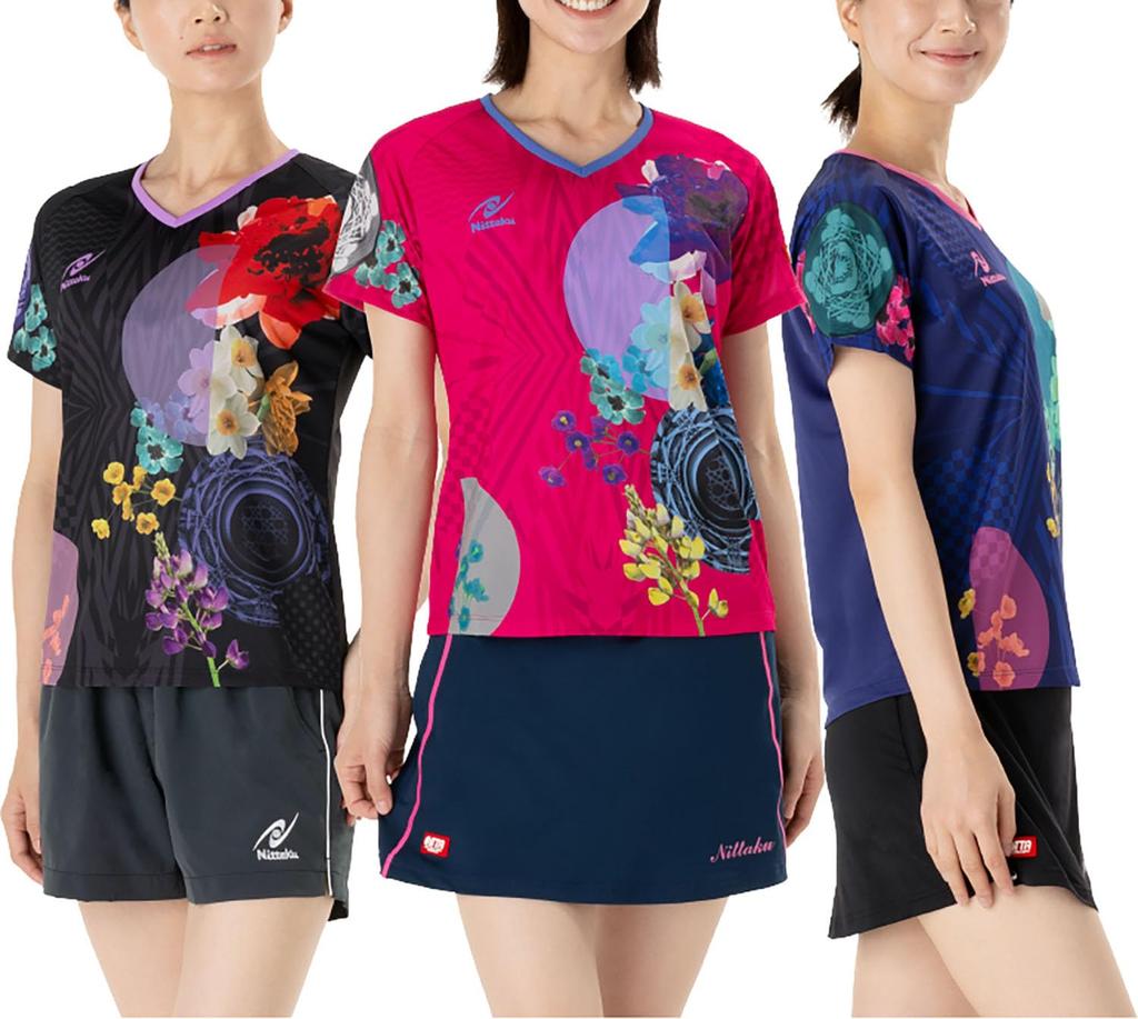 Nittaku Modern Flower Tischtennis Rose Damen T-Shirt,