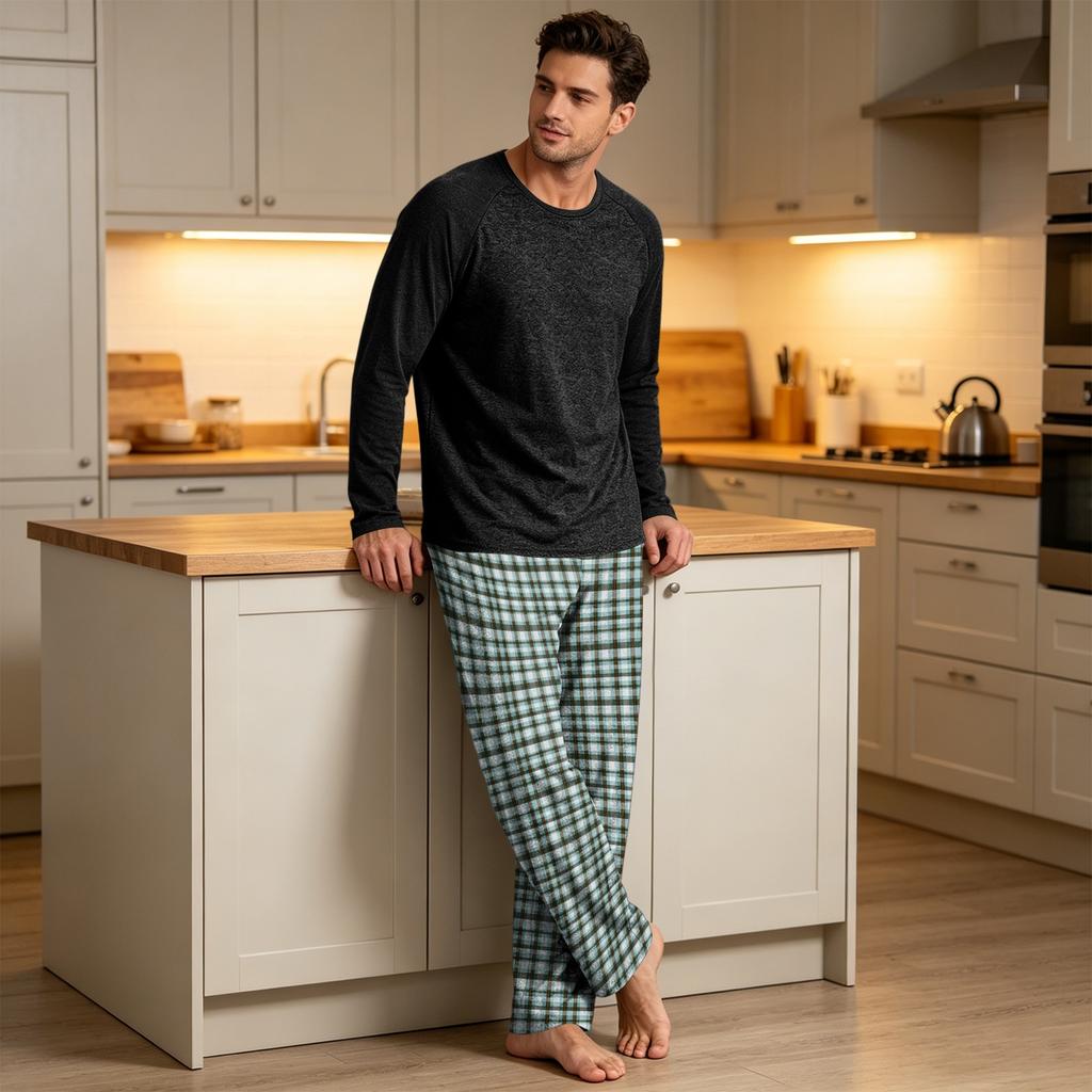 Men's Long Sleeve Pajama Set Loungewear for Sleep and Relaxation