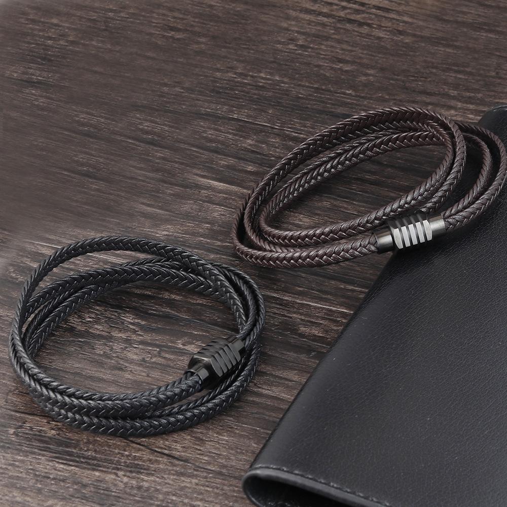 Black Cowhide Bracelet, Men's Multi-layer Genuine Leather Woven Bracelet, Handmade Leather Bracelet.