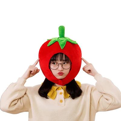 [Bestmaple] Tomatenmütze Plüsch Kopfbedeckung Wassermelonen-Hut (Tomate)