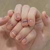 24Pcs Short Sweet Fairy Fake Nails Full Coverage Acrylic Removable Press On Nail Tips Cute Blush False Nails