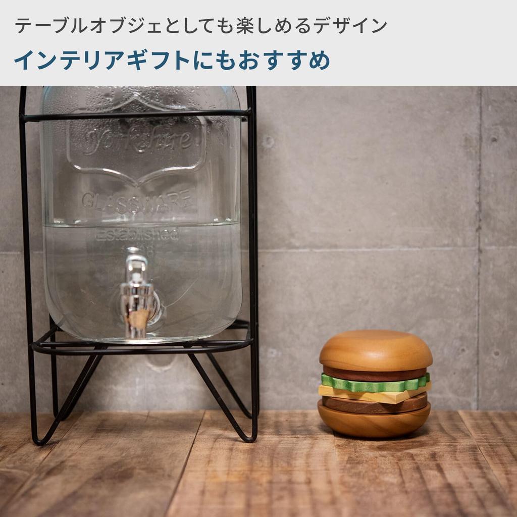 Rivers Hamburger Coasters, Stacks Plus, Set of 6 Coasters, Gift, Tray, Wooden, Kettle Mat, Coffee Coaster Set