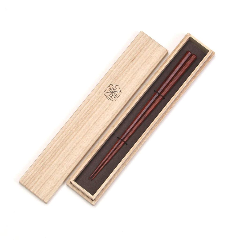 Hashikura Matsukan Chopsticks High Quality Natural Wood 22cm Seven Anagonal Wipe Lacquer Satine Brown Made In Japan G-64561